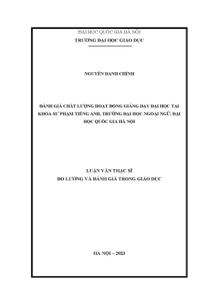 Đánh giá chất lượng hoạt động giảng dạy đại học tại khoa sư phạm tiếng anh trường đại học ngoại ngữ đại học quốc gia hà nội