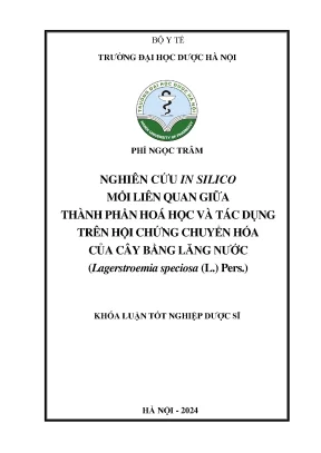 Phí ngọc trâm nghiên cứu in silico mối liên quan giữa thành phần hoá học và tác dụng trên hội chứng chuyển hóa của cây bằng lăng nước lagerstroemia speciosa l pers