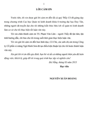 Luận văn thạc sĩ giải pháp nâng cao hiệu quả hoạt động kinh doanh tại công ty cổ phần xi măng ngũ hành sơn