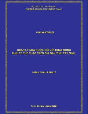 Quản lý nhà nước đối với hoạt động kinh tế thể thao trên địa bàn tỉnh tây ninh