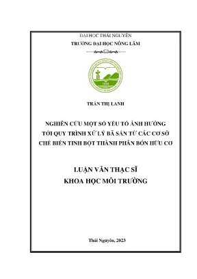 Nghiên cứu quy trình xử lý bã sắn từ các cơ sở chế biến tinh bột thành phân bón hữu cơ