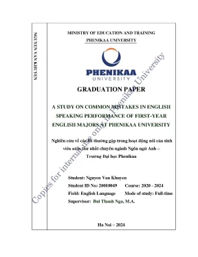 A study on common mistakes in english speaking performance of first year english majors at phenikaa university