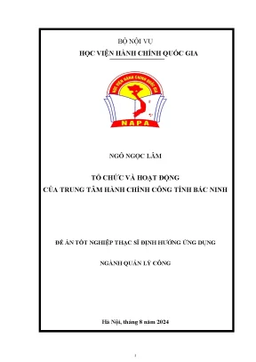 Luận văn tổ chức và hoạt động của trung tâm hành chính công tỉnh bắc ninh