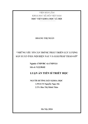 Những yếu tố cản trở sự phát triển lực lượng sản xuất ở hà nội hiện nay và giải pháp tháo gỡ
