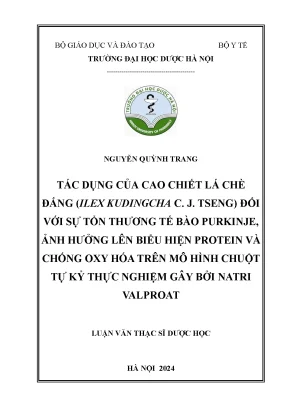 Nguyễn quỳnh trang tác dụng của cao chiết lá chè đắng ilex kudingcha c j tseng đối với sự tổn thương tế bào purkinje ảnh hưởng lên biểu hiện protein và chống oxy hóa trên mô hình chuột tự kỷ thực nghiệm gây bởi natr
