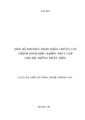 Một số phương pháp kiểm chứng các chính sách điều khiển truy cập cho hệ thống phần mềm