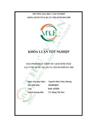 Giải pháp phát triển du lịch sinh thái tại vườn quốc gia ba vì thành phố hà nội