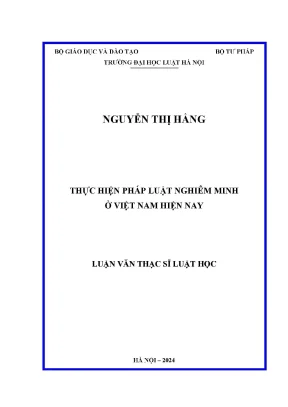 Luận văn thạc sĩ luật học thực hiện pháp luật nghiêm minh ở việt nam hiện nay