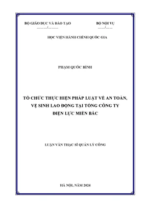 Tổ chức thực hiện pháp luật về an toàn vệ sinh lao động tại tổng công ty điện lực miền bắc