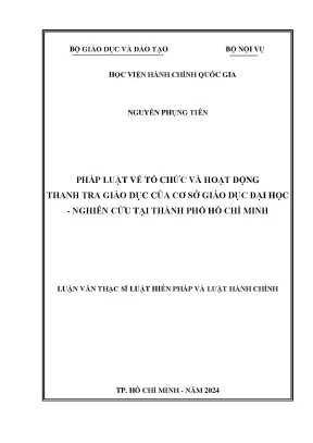 Pháp luật về tổ chức và hoạt động thanh tra giáo dục của cơ sở giáo dục đại học nghiên cứu tại thành phố hồ chí minh