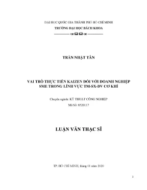Luận văn thạc sĩ kỹ thuật công nghiệp vai trò thực tiễn kaizen đối với doanh nghiệp sme trong lĩnh vực tm sx dv cơ khí