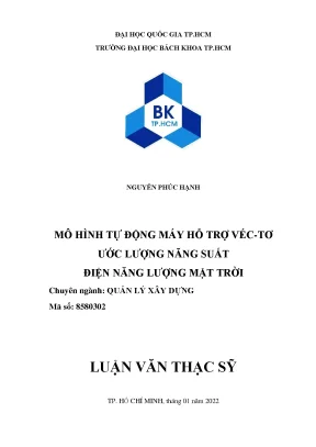 Luận văn thạc sĩ quản lý xây dựng mô hình tự động máy hỗ trợ véc tơ ước lượng năng suất điện năng lượng mặt trời