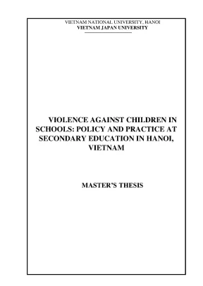 Violence against children in schools policy and practice at secondary education in hanoi vietnam