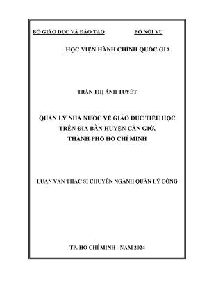 Quản lý nhà nƣớc về giáo dục tiểu học trên địa bàn huyện cần giờ thành phố hồ chí minh