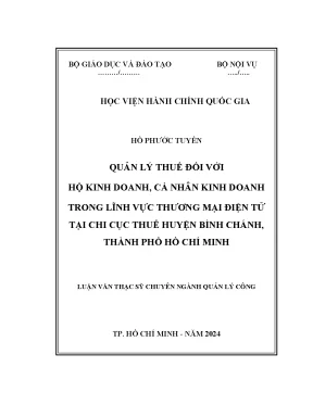 Quản lý thuế đối với hộ kinh doanh cá nhân kinh doanh trong lĩnh vực thương mại điện tử tại chi cục thuế huyện bình chánh thành phố hồ chí minh