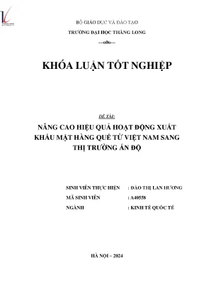 Nâng cao hiệu quả hoạt động xuất khẩu mặt hàng quế từ việt nam sang thị trường ấn độ