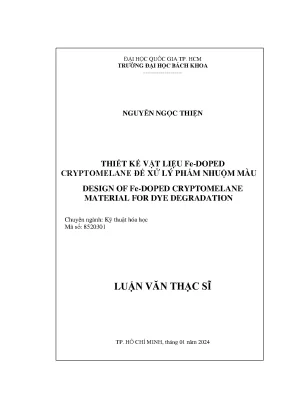 Luận văn thạc sĩ kỹ thuật hóa học thiết kế vật liệu fe doped cryptomelane để xử lý phẩm nhuộm màu