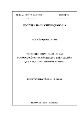 Thực hiện chính sách ưu đãi người có công với cách mạng trên địa bàn quận 11 thành phố hồ chí minh