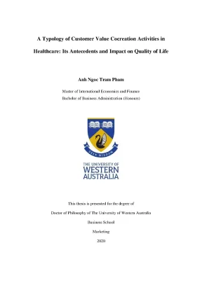 Luận án tiến sĩ a typology of customer value cocreation activities in healthcare its antecedents and impact on quality of life
