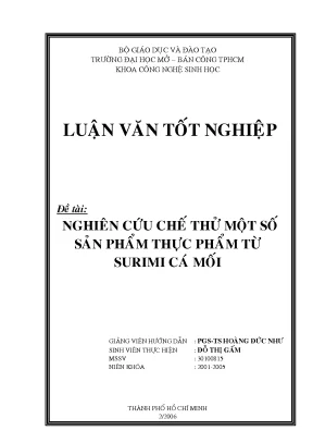 Nghiên cứu chế thử một số sản phẩm thực phẩm từ surimi cá mối