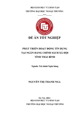 Phát triển hoạt động tín dụng tại ng n hàng chính sách xã hội tỉnh thái bình