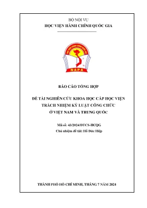 Đề tài nghiên cứu khoa học cấp học viện trách nhiệm kỷ luật công chức ở việt nam và trung quốc