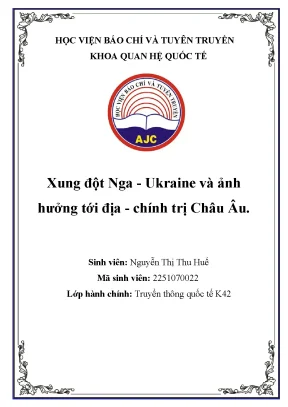 Xung đột nga ukraine và ảnh hưởng tới địa chính trị châu âu