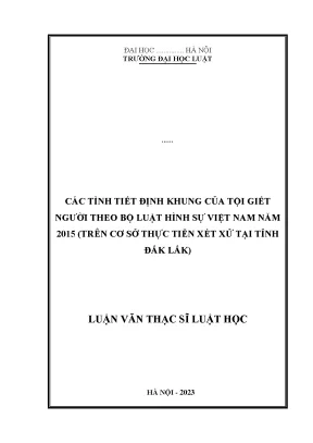 Các tình tiết định khung của tội giết người theo bộ luật hình sự việt nam năm 2015 trên cơ sở thực tiễn xét xử tại tỉnh đắk lắk