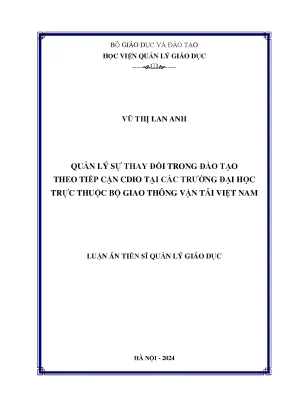 Quản lý sự thay đổi trong đào tạo theo tiếp cận cdio tại các trường đại học trực thuộc bộ giao thông vận tải việt nam