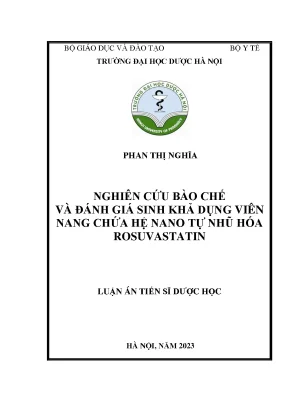 Phan thị nghĩa nghiên cứu bào chế và đánh giá sinh khả dụng viên nang chứa hệ nano tự nhũ hóa rosuvastatin