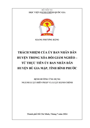 Trách nhiệm của ủy ban nhân dân huyện trong xóa đói giảm nghèo từ thực tiễn ủy ban nhân dân huyện bù gia mập tỉnh bình phước