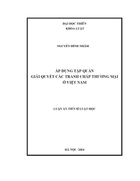 Áp dụng tập quán giải quyết các tranh chấp thương mại ở việt nam