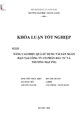 Nâng cao hiệu quả sử dụng tài sản ngắn hạn tại công ty cổ phần đầu tư và thương mại tng