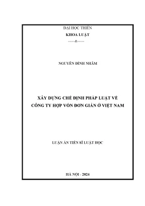 Xây dựng chế định pháp luật về công ty hợp vốn đơn giản ở việt nam