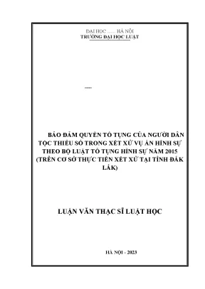 Bảo đảm quyền tố tụng của người dân tộc thiểu số trong xét xử vụ án hình sự theo bộ luật tố tụng hình sự năm 2015 trên cơ sở thực tiễn xét xử tại tỉnh đắk lắk