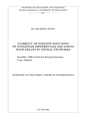Stability of positive solutions of nonlinear differential equations with delays in neural networks