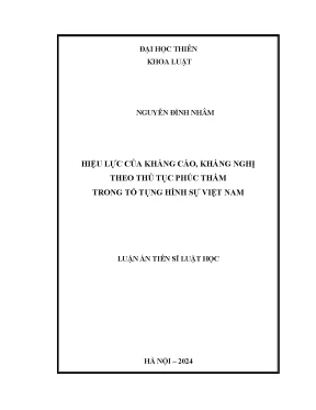 Hiệu lực của kháng cáo kháng nghị theo thủ tục phúc thẩm trong tố tụng hình sự việt nam