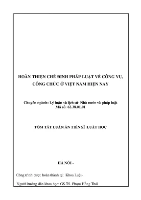 Hoàn thiện chế định pháp luật về công vụ công chức ở việt nam hiện nay