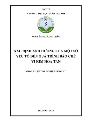 Xác định ảnh hưởng của một số yếu tố đến quá trình bào chế vi kim hòa tan