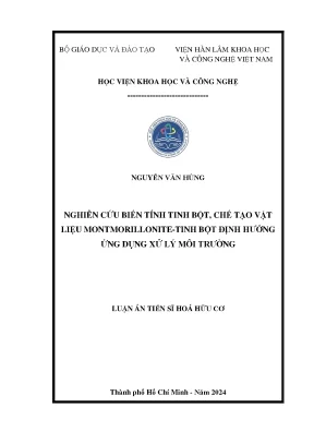 Nghiên cứu biến tính tinh bột chế tạo vật liệu montmorillonite tinh bột định hướng ứng dụng xử lý môi trường