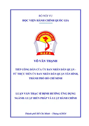 Tiếp công dân của ủy ban nhân dân quận từ thực tiễn ủy ban nhân dân quận tân bình thành phố hồ chí minh