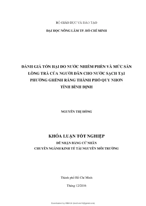 Đánh giá tổn hại do nước nhiễm phèn và mức sẵn lòng trả của người dân cho nước sạch tại phường ghềnh ráng thành phố quy nhơn tỉnh bình định