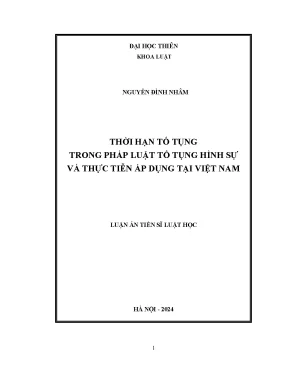 Thời hạn tố tụng trong pháp luật tố tụng hình sự và thực tiễn áp dụng tại việt nam