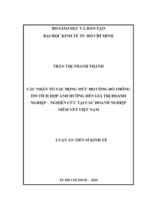 Các nhân tố tác động mức độ công bố thông tin tích hợp ảnh hưởng đến giá trị doanh nghiệp nghiên cứu tại các doanh nghiệp niêm yết việt nam