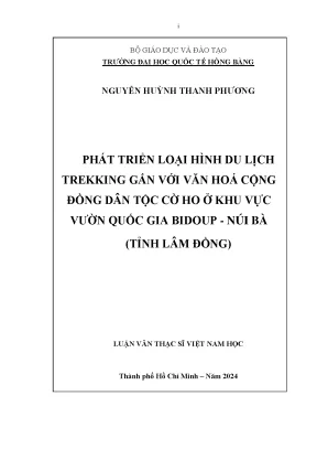 Phát triển loại hình du lịch trekking gắn với văn hoá dân tộc cờ ho ở khu vực vườn quốc gia bidoup núi bà tỉnh lâm đồng