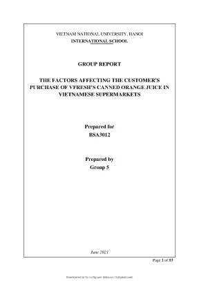 The factors affecting the customers purchase of vfreshs canned orange juice in vietnamese supermarkets