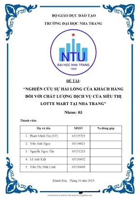 Nghiên cứu sự hài lòng của khách hàng đối với chất lượng dịch vụ của siêu thị lotte mart tại nha trang