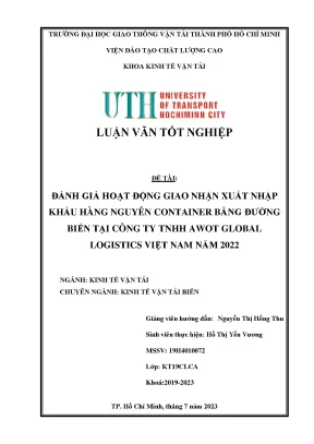Đánh giá hoạt động giao nhận xuất nhập khẩu hàng nguyên container bằng đường biển tại công ty tnhh awot global logistics việt nam năm 2022