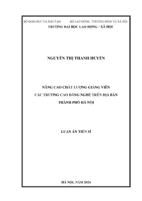 Nâng cao chất lượng giảng viên các trường cao đẳng nghề trên địa bàn thành phố hà nội
