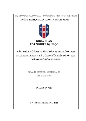 Các nhân tố ảnh hưởng đến sự hài lòng khi mua hàng thanh lý của người tiêu dùng tại thành phố hồ chí minh